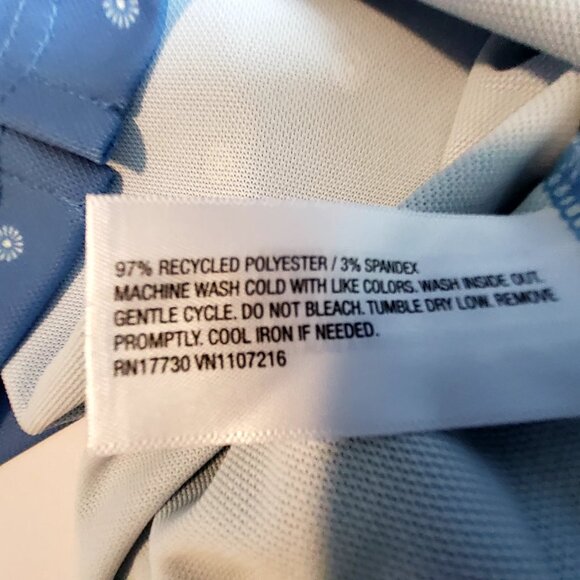 Mens Blue Polka Dot Polo Shirt M Standard Fit By Goodfellow & Co  button closure - Picture 6 of 8